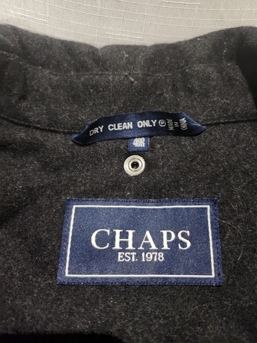 Chaps - Long Black Overcoat - Men Size L - Picture 4 of 10