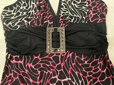 Safari Giraffe Zebra Belted Empire Contrast Medallion Ombre Hoop Neck Halter Top