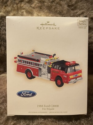 Hallmark Keepsake Firetruck 1988 Ford C8000 Fire Fighter Brigade 2007 New W Box 