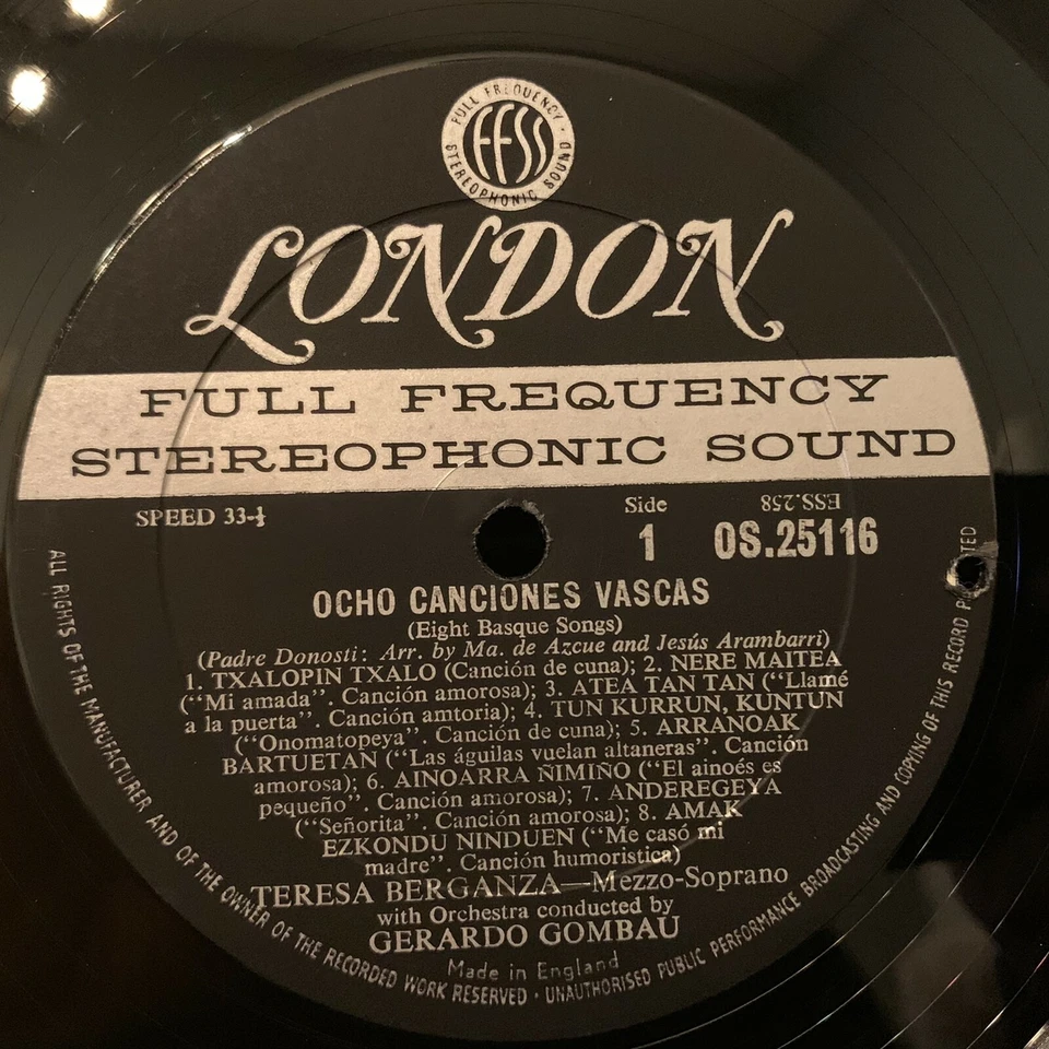 LONDON BLUEBACK OS 25116 - TERESA BERGANZA - Airs of Aragon, Basque - FFSS WB DG - Image 3 of 4