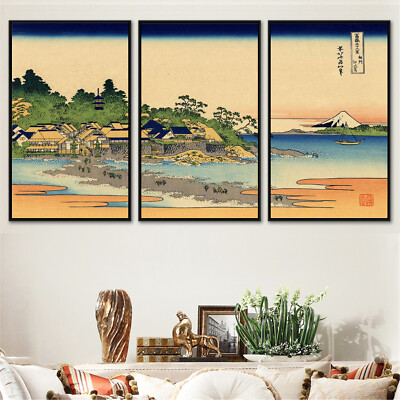 Set 3 Art Canvas Fuji Landscape Ukiyoe Japanese Paint Poster Decor Unframed P78