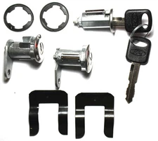Ford Ignition Switch Lock Cylinder + Pair (2) Door Lock Cylinder W/2 Logo Keys