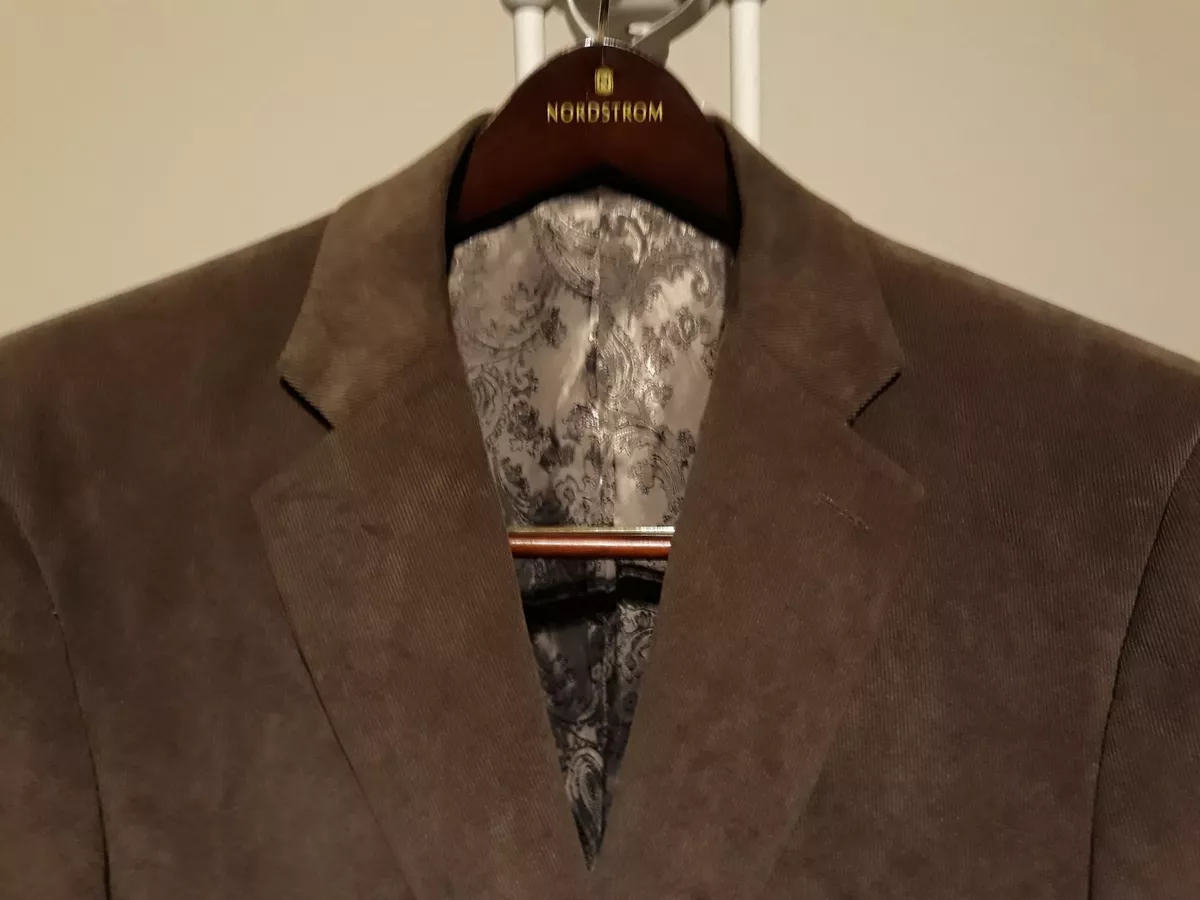 Cordovan Grey Ltd. Black 2BTN Men s Sport Coat Jacket Size 40R Green Corduroy
