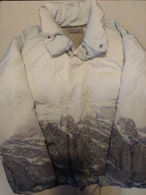 Harsh and Cruel White Coat with Gray Mountains Size XL Coat