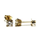 New 14k yellow gold .55ct I1 H Fancy prong round diamond stud earrings — photo 4