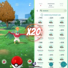 Hawlucha (×20) Pokémon Go - Mini P T C - Iv Pvp and Lucky chance