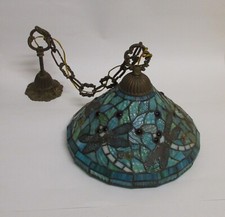 ✅ ANTICO LAMPADARIO LIBERTY BRONZO PARALUME MOSAICO VETRO 900 CHANDELIER - 3413