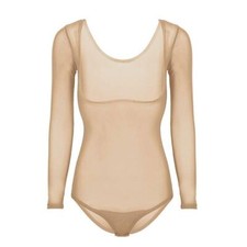 Mesh Chest Opened Top Long Sleeves Costume Accessories Women Bodysuit