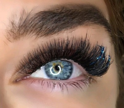 Glitzer einzelne Wimpern 0,20 C 11 mm Wimpern UK lila insgesamt 38 Wimpern