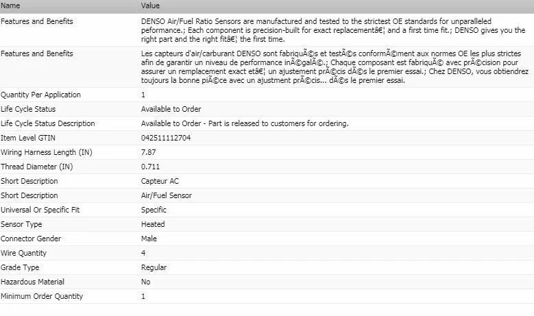 Denso Upstream Denso Air/Fuel Ratio Sensor for 2006-2007 SUBARU B9 TRIBECA - Image 2 of 4