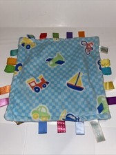 Taggies Infant Security Blanket Transportation Train Boat Car Plane Blue 20  NEW