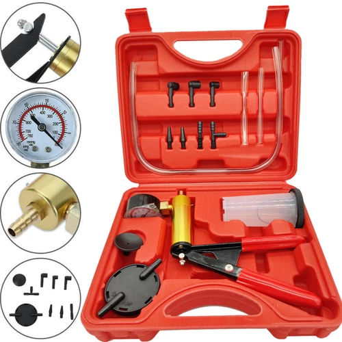 Hand Held Vacuum Pressure Pump Tester Set Brake Fluid Bleeder Bleeding Kit + Box - Picture 5 of 23