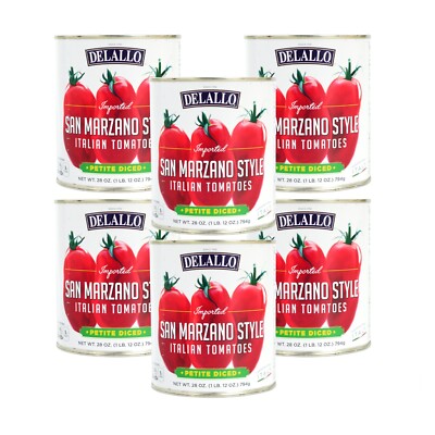 DeLallo San Marzano Style Diced Tomatoes, 28 oz. Can, Product of Italy (6-Pack)