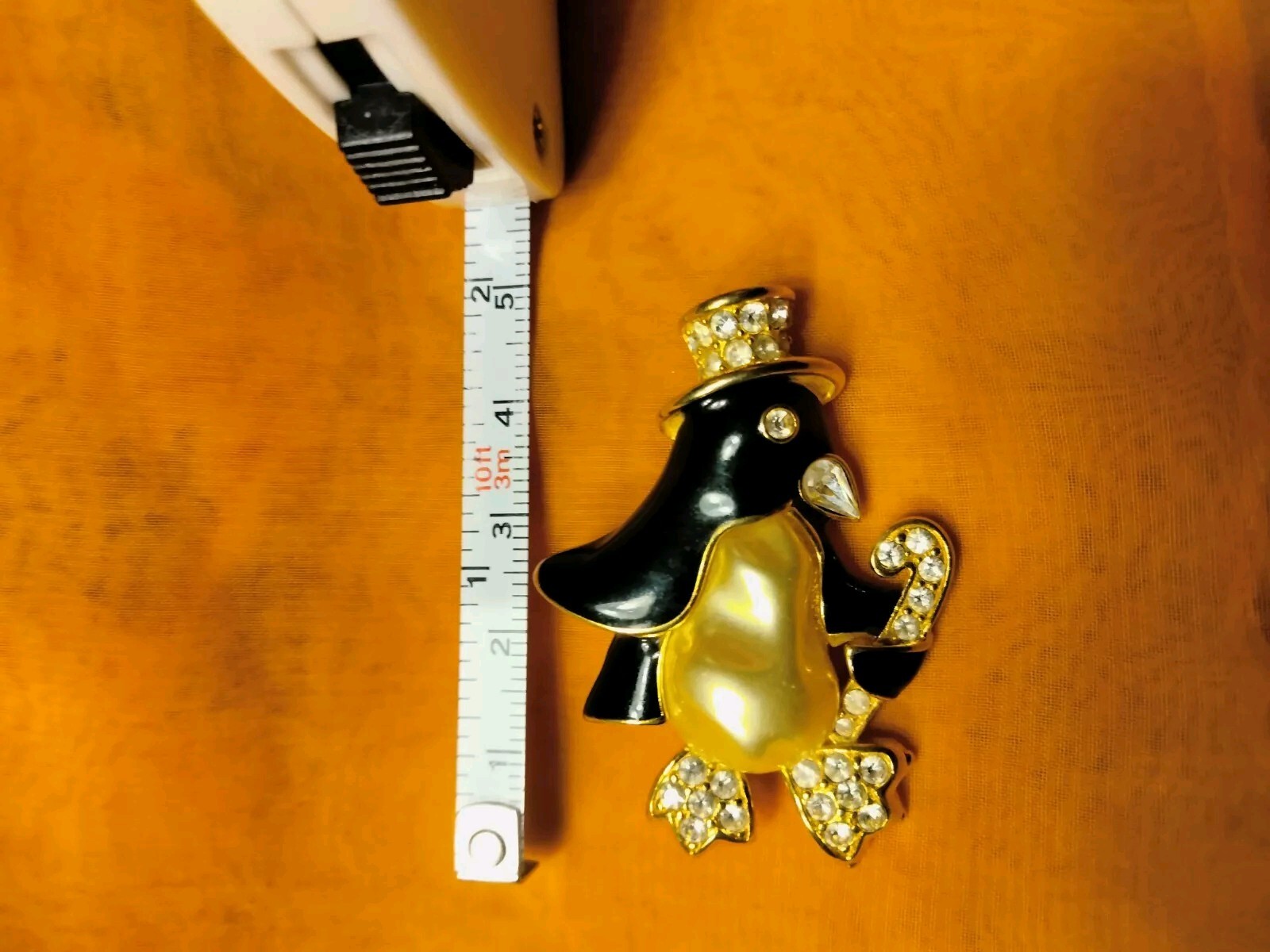 Signed Kenneth Jay Lane KJL Rhinestone Penguin Br… - image 2