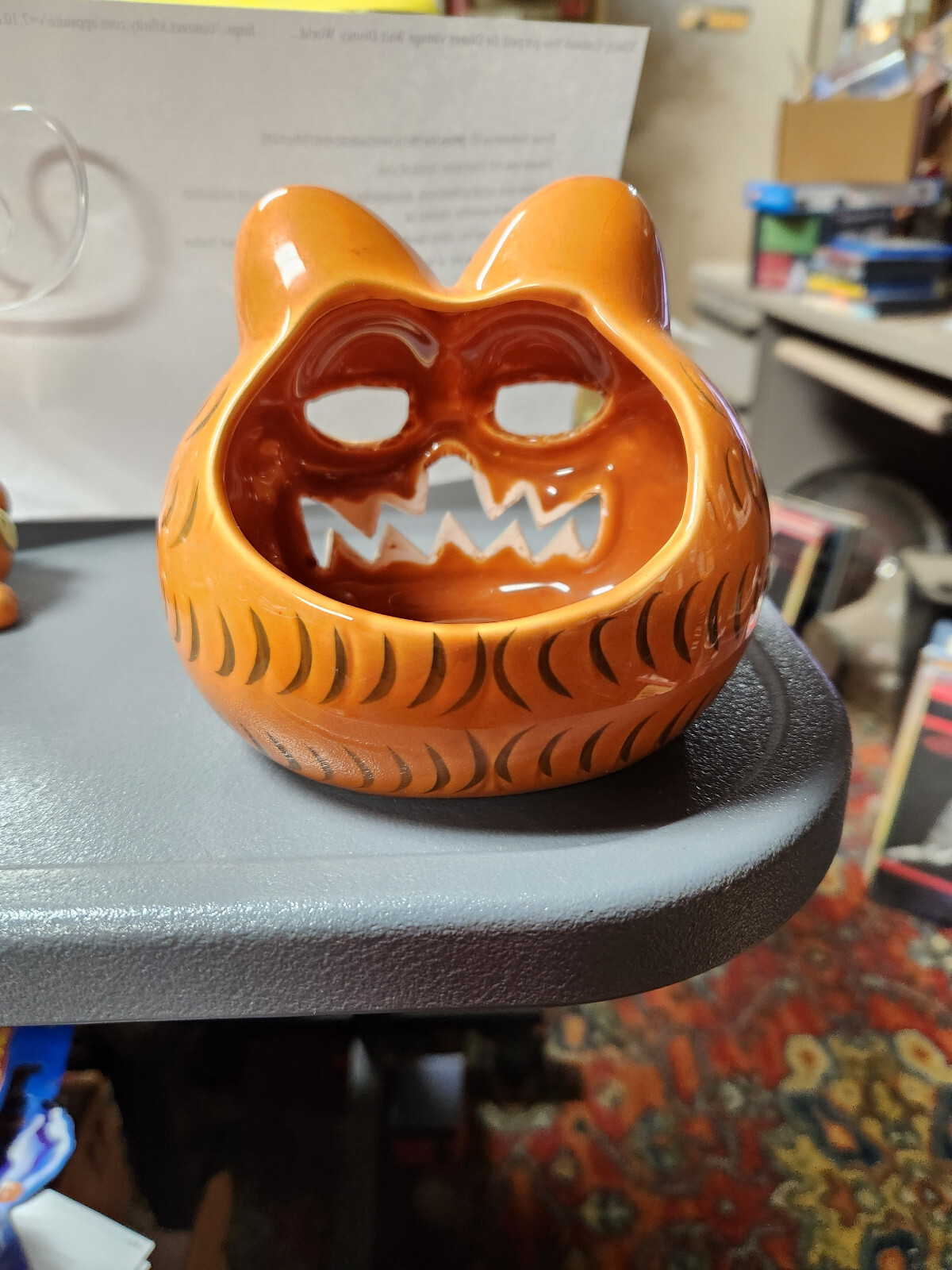 Vintage 1981 Enesco Garfield Jack O Lantern Halloween Tea Light Candle