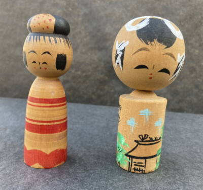 Set of Vintage Mini Kokeshi Naruko style Japanese Wood Dolls MCM