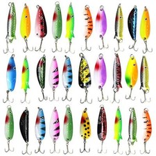 Fishing Spoons Metal Fishing Lures Kit, 30pcs Colorful Hard Fishing Spinner 