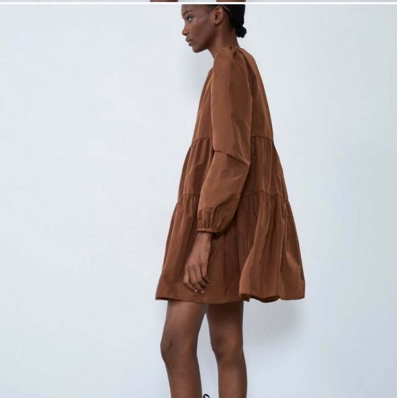 zara brown taffeta dress Women's Vienna Bubble Dress in Black/Brown Polka Dot size Small main image 1