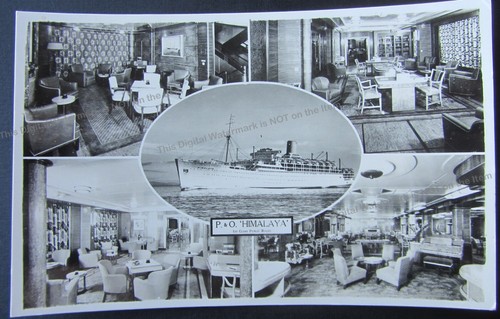 1950s Advertising Photo Card P & O Steamship Himalaya w 1st Class Cabin Rooms
