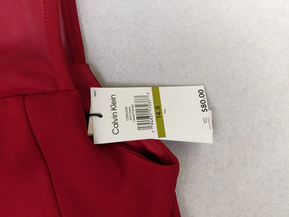 Nuevo Vestido Calvin Klein Niñas Illusion Malla Lazo Rojo Formal Vacaciones Talla 14.5 Foto 4 de 4