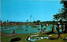 Davenport IA Iowa Lakeside Manor Park Camping Fish Advertising Vintage Postcard