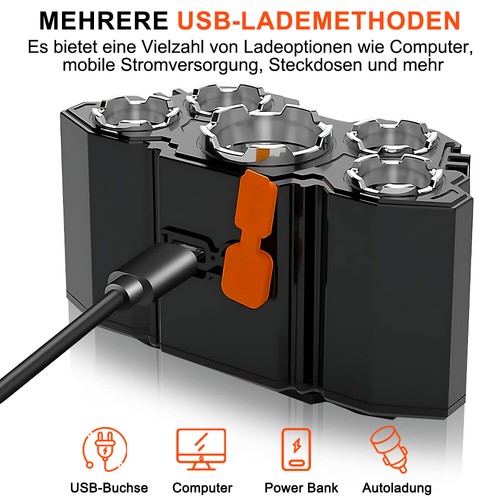 2X Kopflampe Stirnlampe LED Lampe Scheinwerfer Aufladbar & LICHT Akku 4-Modi DE - Bild 7 von 15