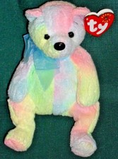 TY "MELLOW" pastel colored BEAR BEANIE BABY w/Tag 2000 beanbag plush