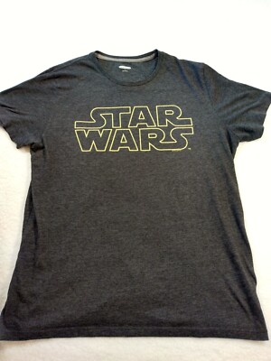 Star Wars T-Shirt Classic Logo Size Large Solid Gray Gamer Style Hans Solo Y2K