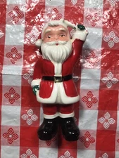Vintage Santa Claus S/P Shaker Holding Candy Came 5 In. Tall Excellent Condition