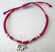 NiCe! Hmong Hill Tribe Unisex Silver & Hemp Charm Bracelet Elephant Design