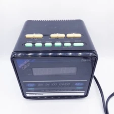 Vintage Soundesign Morning Call Black Cube Clock Radio AM/FM Digital Clock Timer
