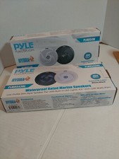 2 pair Pyle PLMRS43WL Waterproof Rated Marine Built-in LED Lights Speakers 4.0