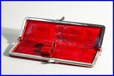 1930er PELIKAN Rot Leder Etui f&uuml;r zwei F&uuml;ller Gr. 4 / Metallschliesse