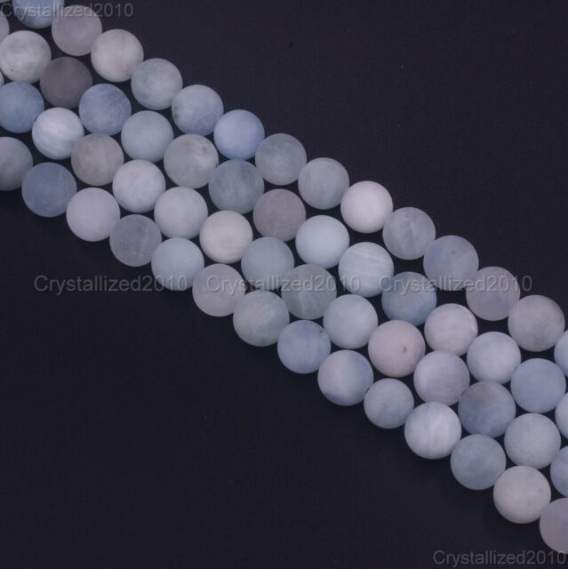 Natural Matte Aquamarine Gemstone Round Beads 4mm 6mm 8mm 10mm 12mm 14mm 15.5