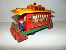 Vintage Old Modern Toys Trademark Broadway Trolley Litho Tin Toy - Made In Japan