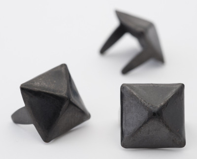 100 ct. black pyramid 10mm (3/8'') studs for clothing. 2 prong. StudsAndSpikes