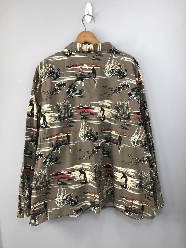 Duck Hunters Hunting Dog Duck Boat Print Shirt Denim Co. Mens 3X 100% Cotton - Image 4 of 4