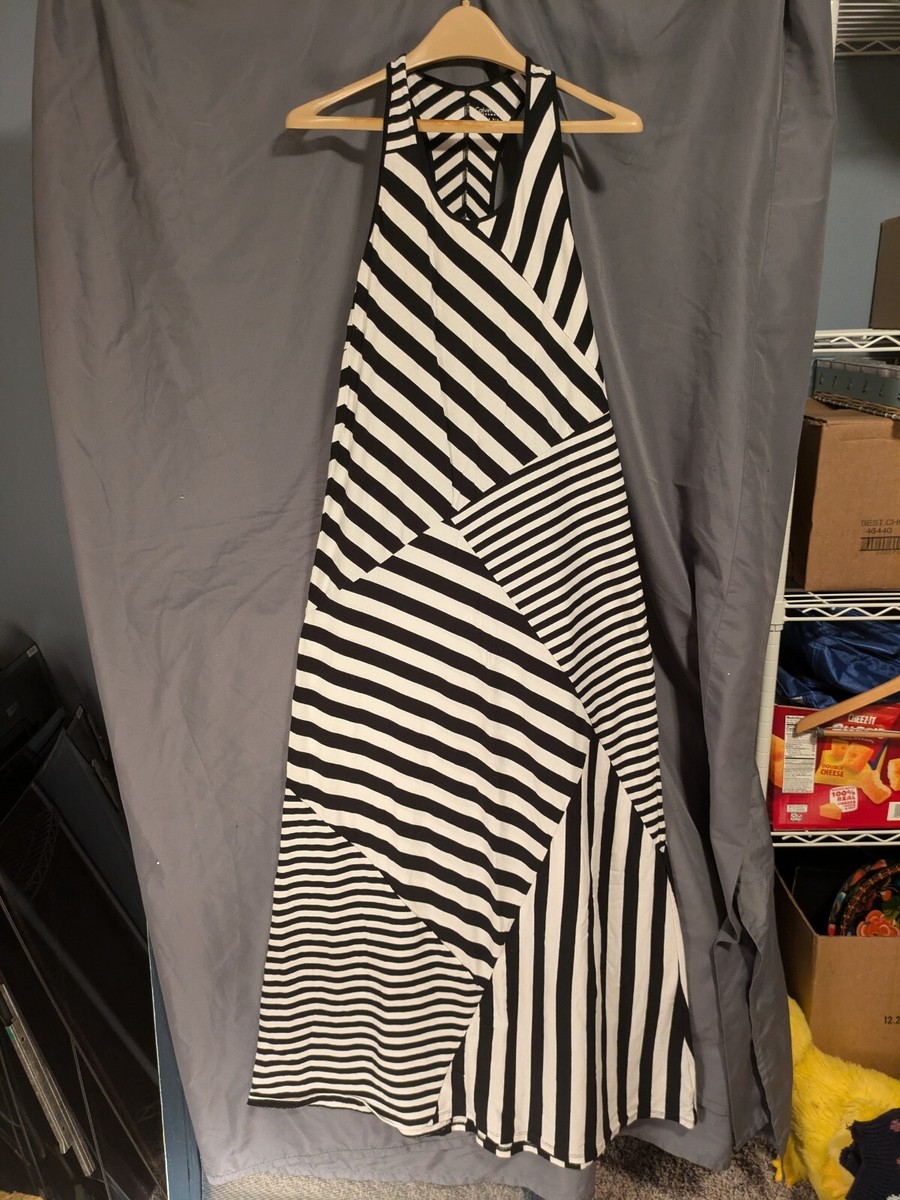 calvin klein tank maxi dress Calvin Klein Performance Racerback Striped Tank Maxi Dress Size Small