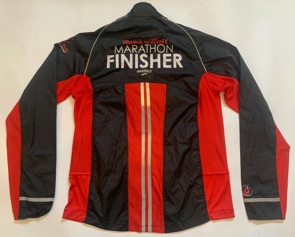 BROOKS Men's Unisex Medium Black Red Runing Jogging Jacket Savannah Marathon New - Image 4 of 4