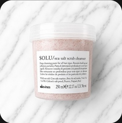 2 x Davines Solu Sea Salt Scrub Cleanser Deep Cleansing Paste 12.17 oz ea READ!!