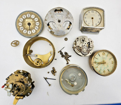 Junghans Jerger Dugena Vintage Clock Movements Dials Mechanical Repair Parts Lot