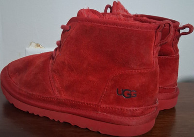  botas UGG Red Ankle Chukka Suede Boots Lace Up Round Toe Solid for Women Size 5