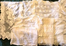 Lot of VTG Sheer Lacy Items, Embroidered Table Runners, Dresser Scarves