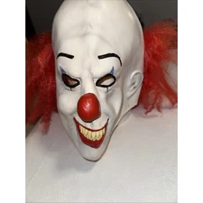 Warner Bros Clown Mask Latex Crazy Red Fringe Hair Red Nose Bald Head Used