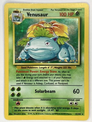 Venusaur MP 15/102 Unlimited Base Set Pokemon TCG Holo
