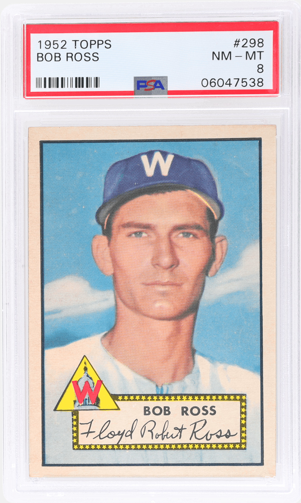 1952 Topps Bob Ross #298 PSA 8 Rookie RC