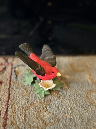 VINTAGE '92 LENOX FEINES PORZELLAN SCHARLACHROTER TANAGER VOGEL FIGUR GARTEN SAMMLUNG