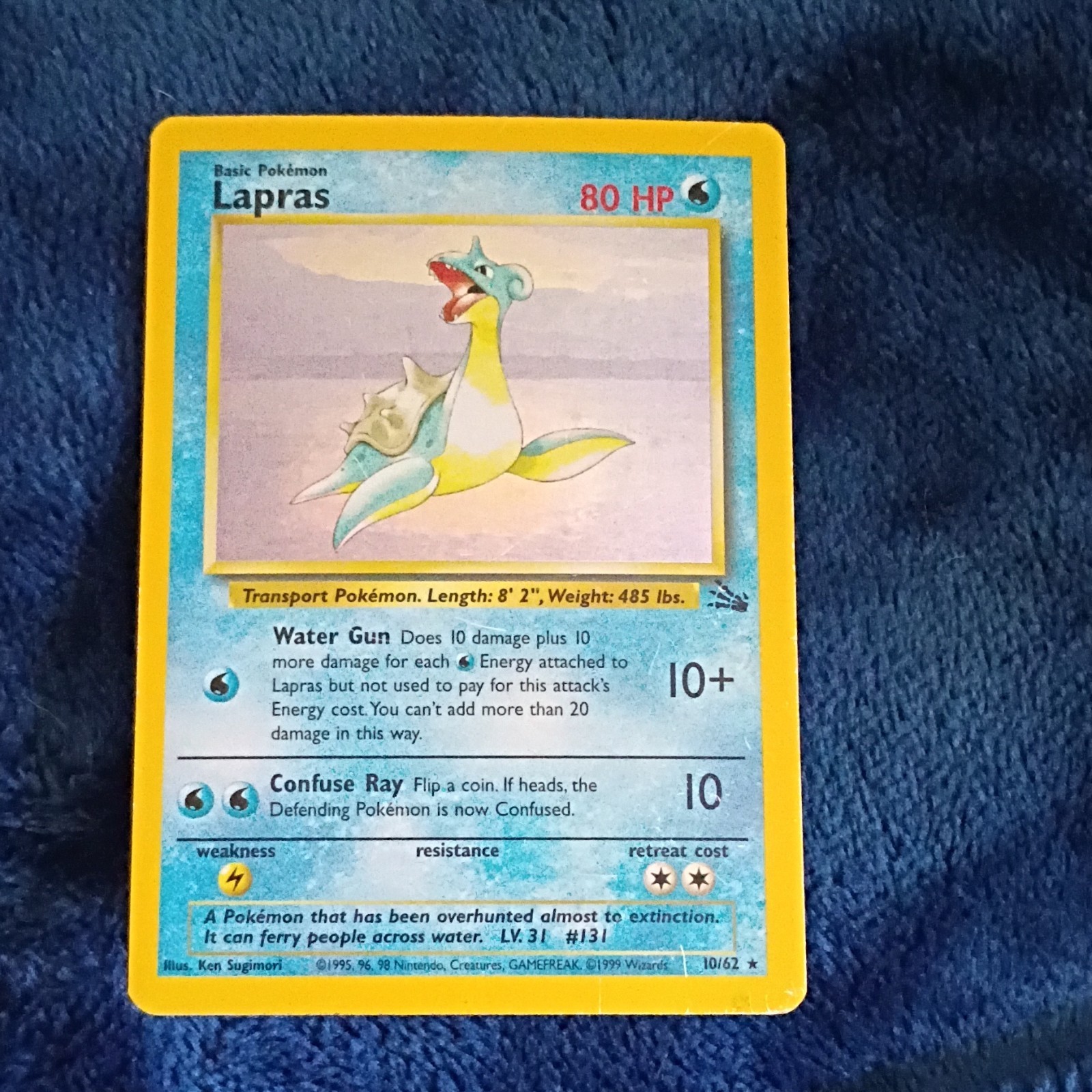 Pokémon Lapras #10/62 Fossil HP80 Holo Rare Unlimited English 1999 Basic Card