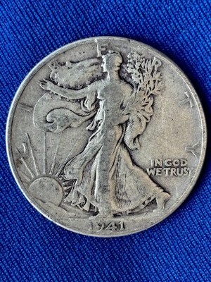 1941 Walking Liberty Silver Half Dollar Circulated 50C Uncertified (178)