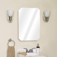 Recessed Medicine Cabinet Frameless Mirrored Beveled Swing Door 16 x 24 in.